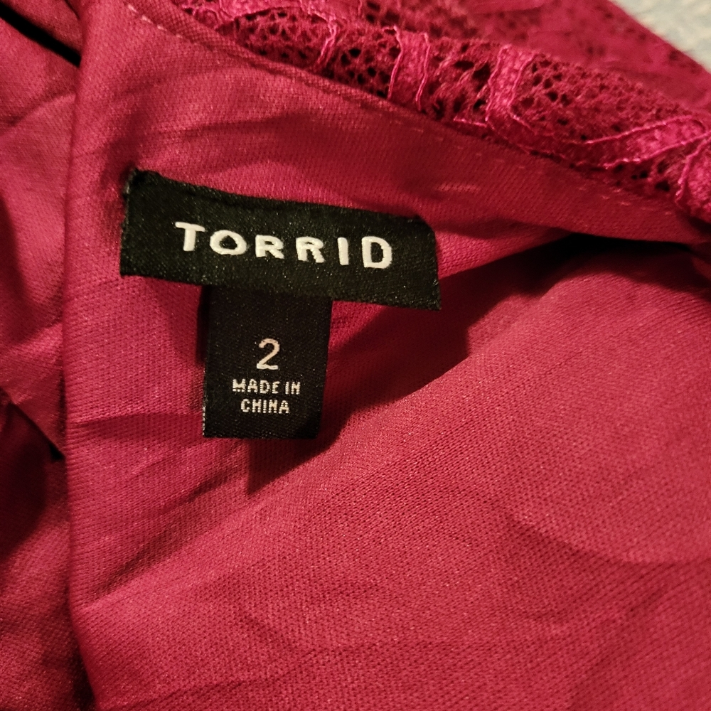 Torrid Pink Fuchsia Lace Knee-Lenght Dress - Picture 16 of 16